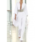 Lovely Casual Deep V Neck White One-piece Jumpsuit