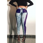 Lovely Sexy Patchwork Purple Jeans