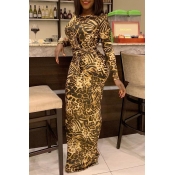 Lovely Casual Leopard Printed Floor Length Dress