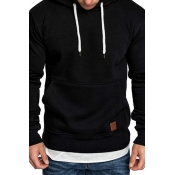 Lovely Casual Hooded Collar Pocket Patched Black H