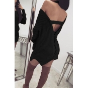 Lovely Casual Backless Black Mini Dress