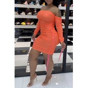 Lovely Casual Drawstring Jacinth Mini Dress