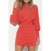 Lovely Casual Backless Red Mini Dress