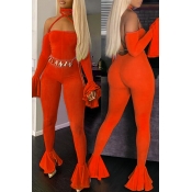 Lovely Sexy Backless Orange One-piece Jumpsuit(Wit