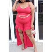 Lovely Casual Flounce Design Plus Size One-piece J