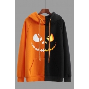 Lovely Halloween Casual Patchwork Black Plus Size 