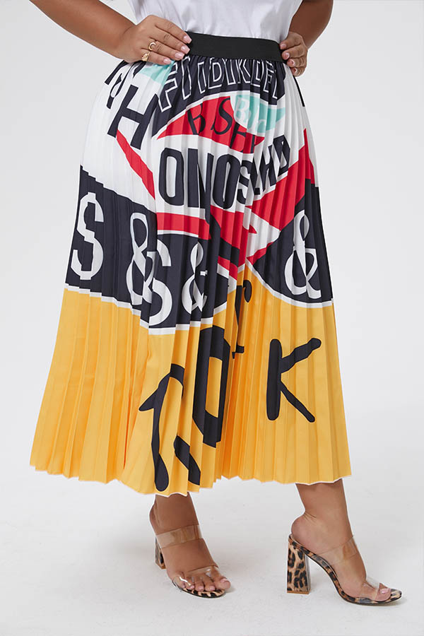 

Lovely Casual Printed Multicolor Plus Size Skirts, Multi
