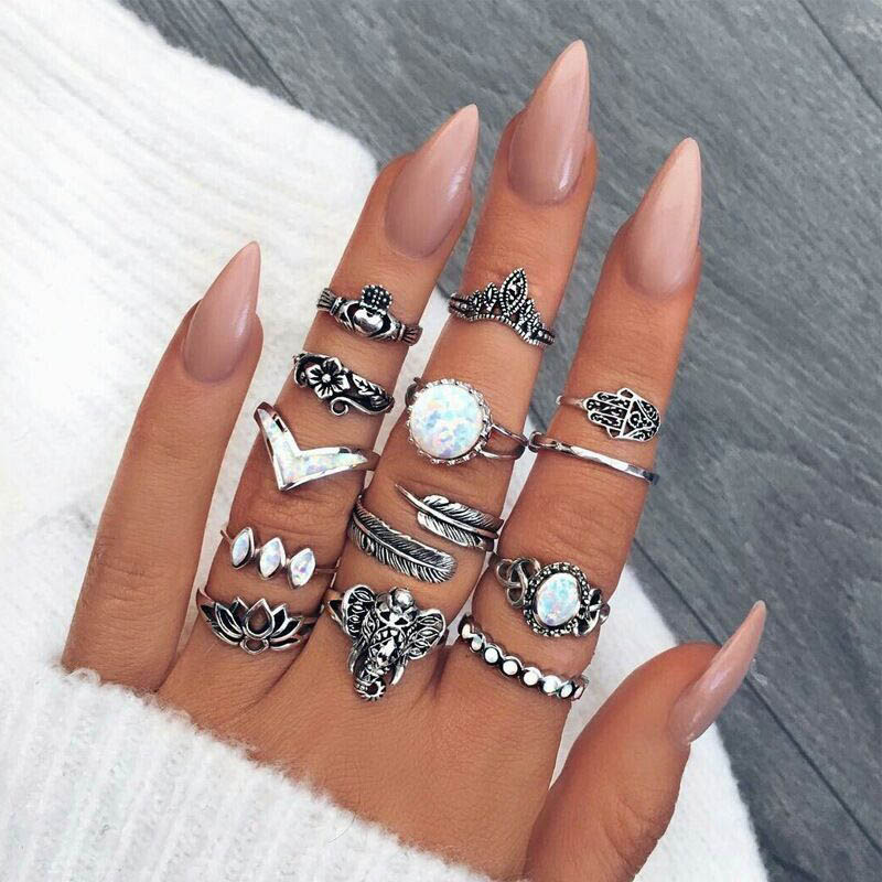 

Lovely Trendy 13-piece Silver Alloy Ring
