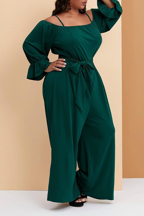 Lovely Trendy Loose Green Plus Size One Piece Jumpsuit Plus Size Jumpsuit Plus Size Jumpsuits