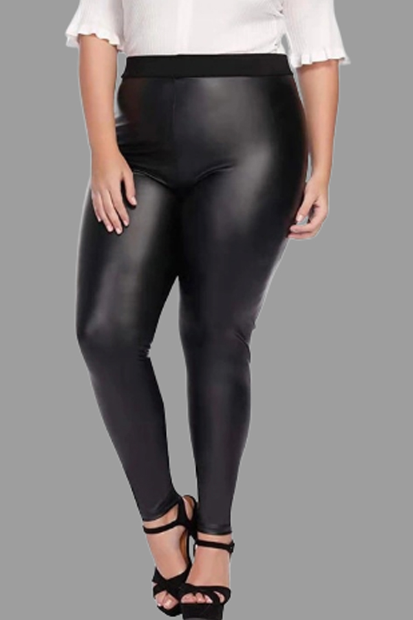 Lovely Casual Skinny Black Plus Size Pants_Plus Size Pants_Plus Size ...