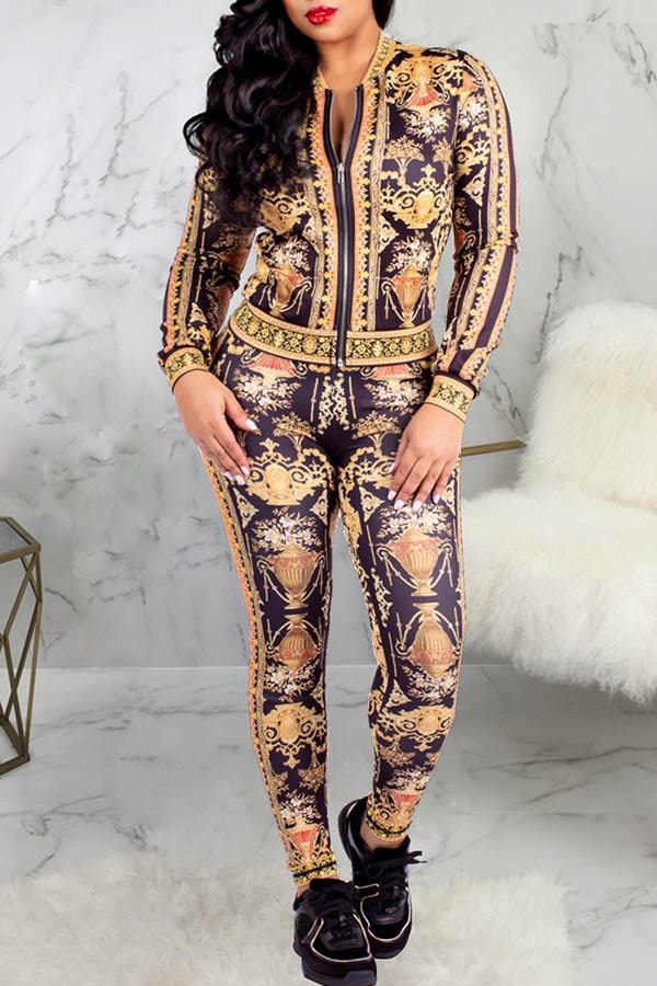 

Lovely Casual Printed Multicolor Two-piece Pants Set, Multi