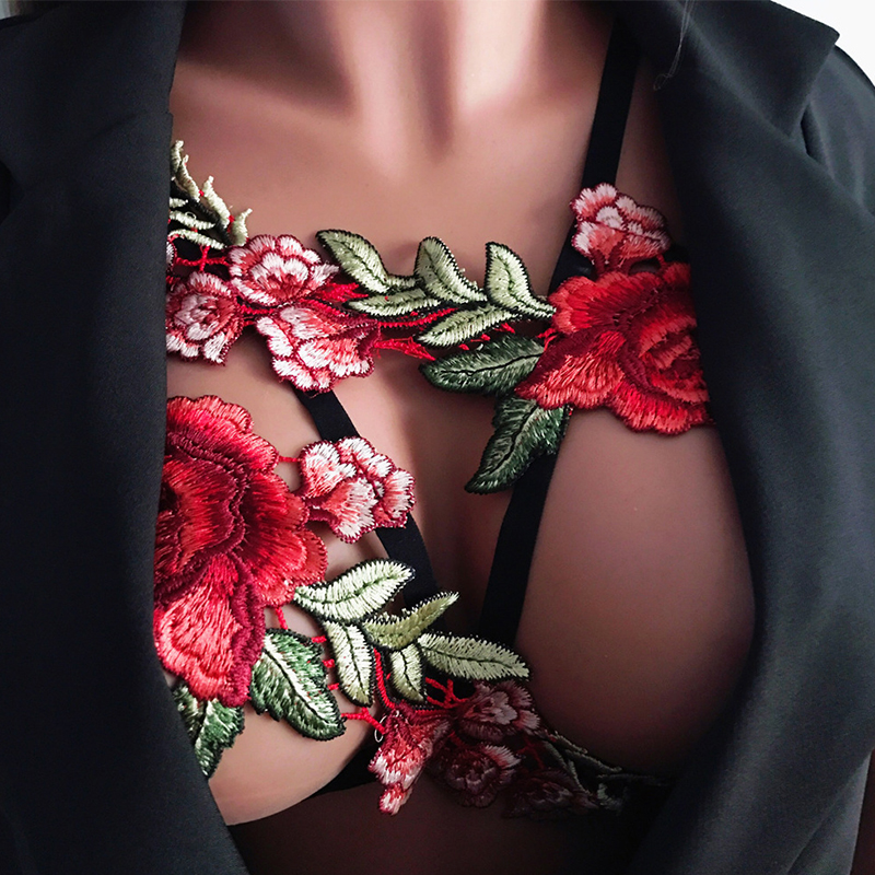 

Lovely Sexy Embroidered Black Intimates Accessories