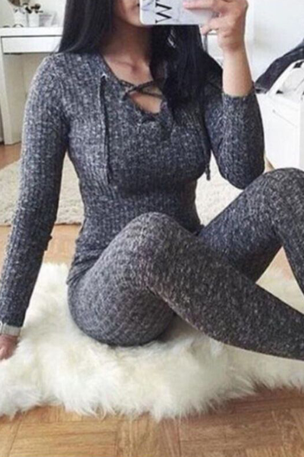 

Lovely Leisure Skinny Grey One-piece Jumpsuit