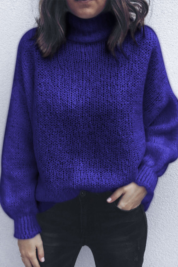 Lovely Trendy Loose Royal Blue Sweater
