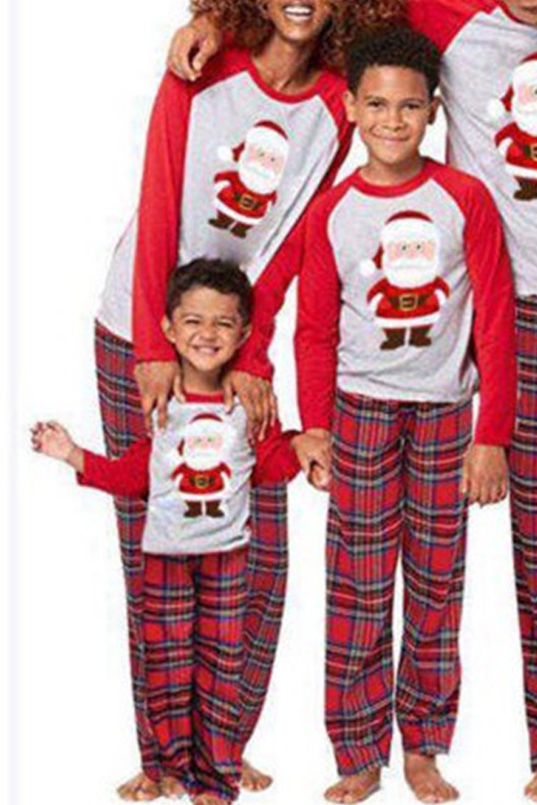 

Lovely Christmas Day Printed Red Two-piece Pants Set