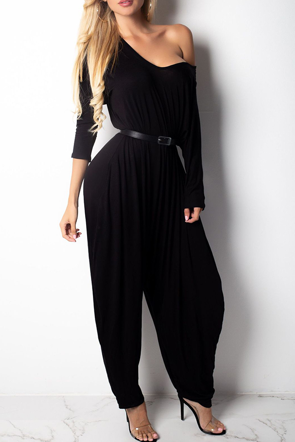 

Lovely Trendy Hollow-out Black One-piece Jumpsuit