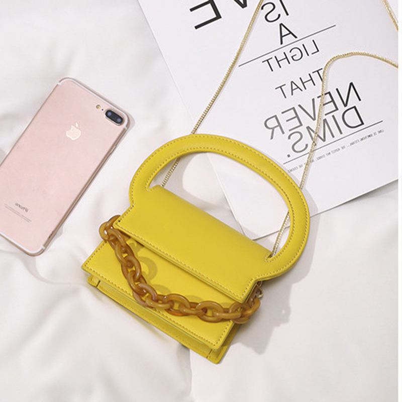 

Lovely Trendy Chain Strap Yellow Messenger Bag