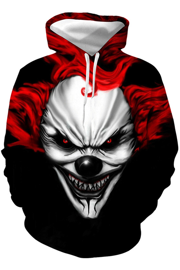 

Lovely Casual Clown Printed Black Hoodie
