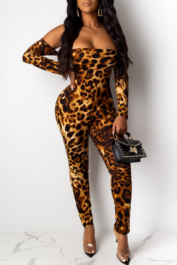 

Lovely Trendy Leopard Printed One-piece Jumpsuit