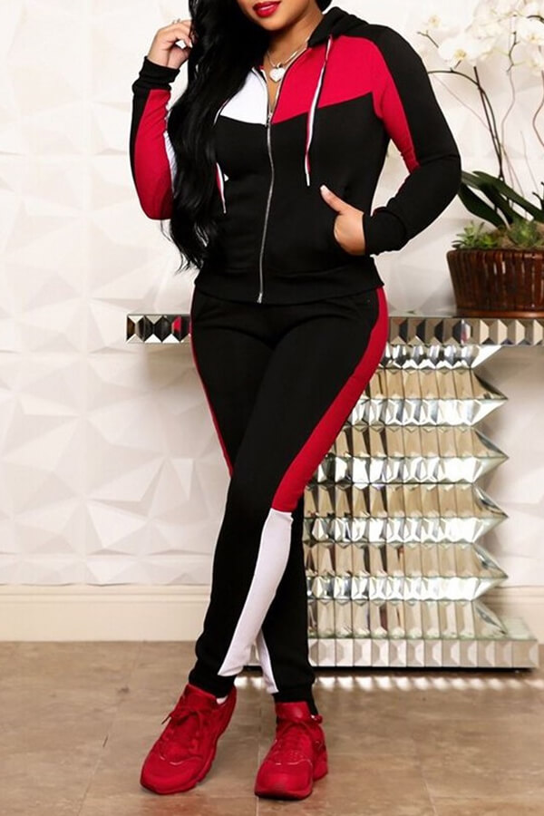 

LW Patchwork Tracksuit Pants Set, Black