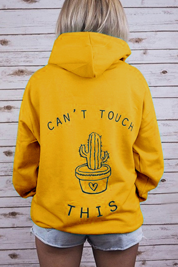 

Lovely Casual Cactus Yellow Hoodie