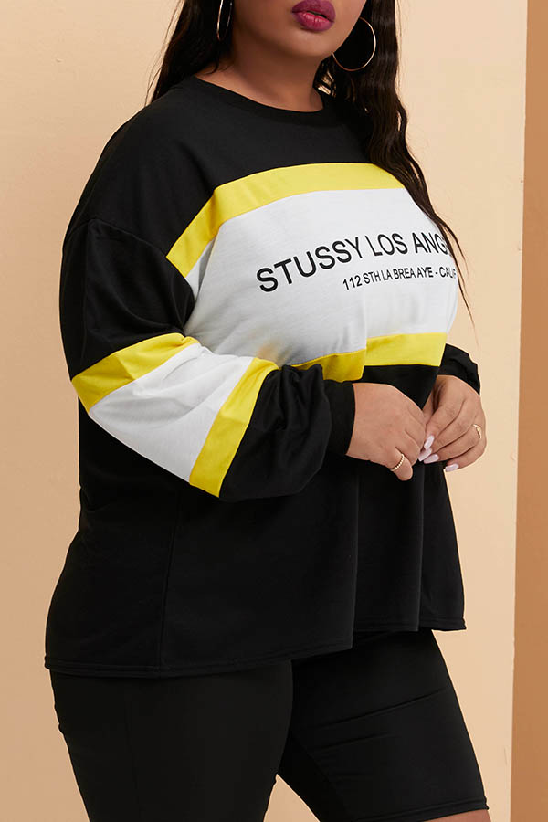 

Lovely Leisure Patchwork Black Plus Size Hoodie
