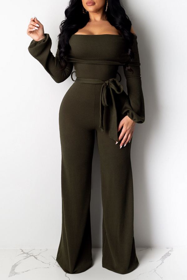 

Lovely Trendy Loose Black One-piece Jumpsuit, Black green