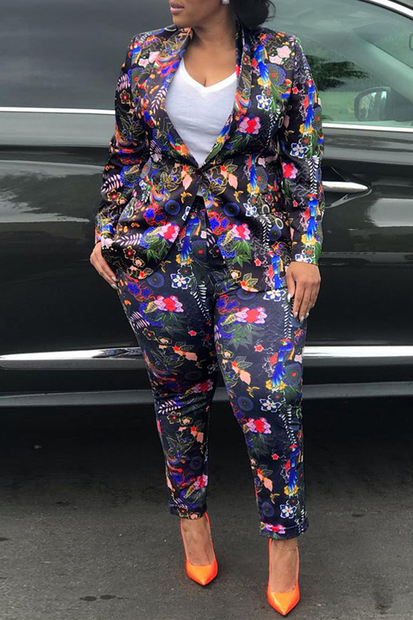 

Lovely Work Printed Black Two-piece Pants Set