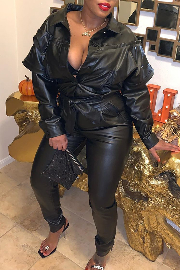 

Lovely Casual Patchwork Black One-piece Jumpsuit