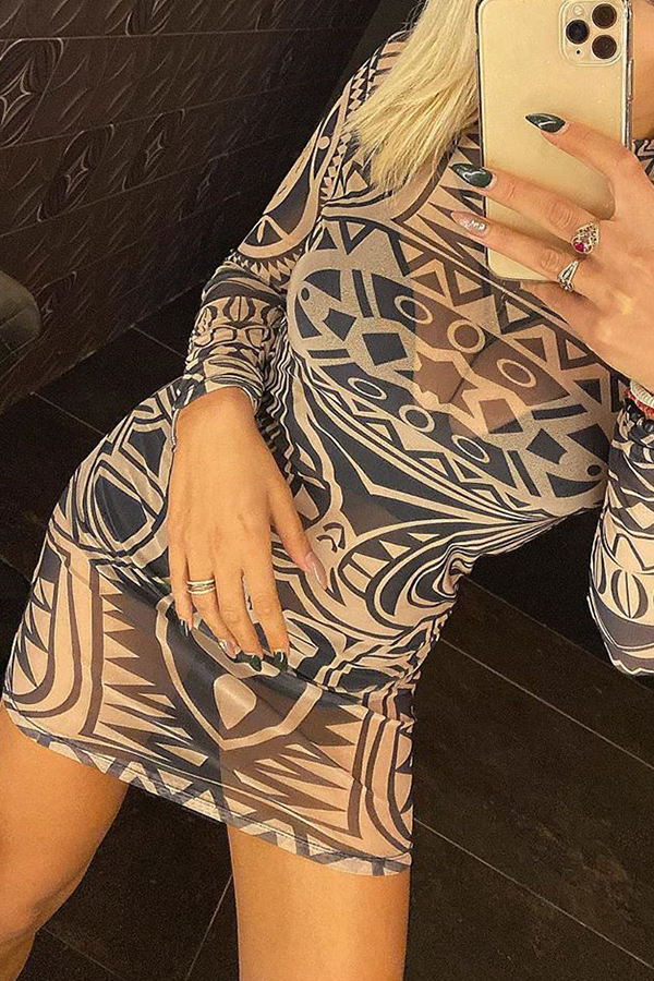 

Lovely Casual See-through Grey Mini Dress