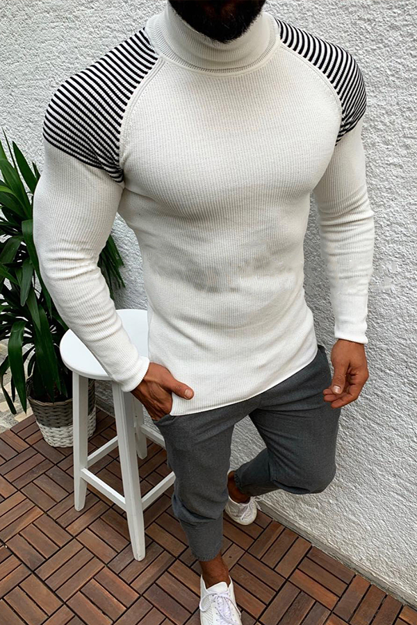 

Lovely Casual Patchwork White Sweater