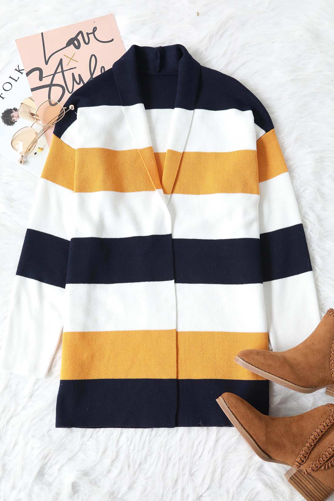 Lovely Fashion Striped Patchwork Sweater Cardigans