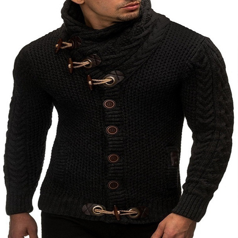 

Lovely Casual Buttons Black Sweater