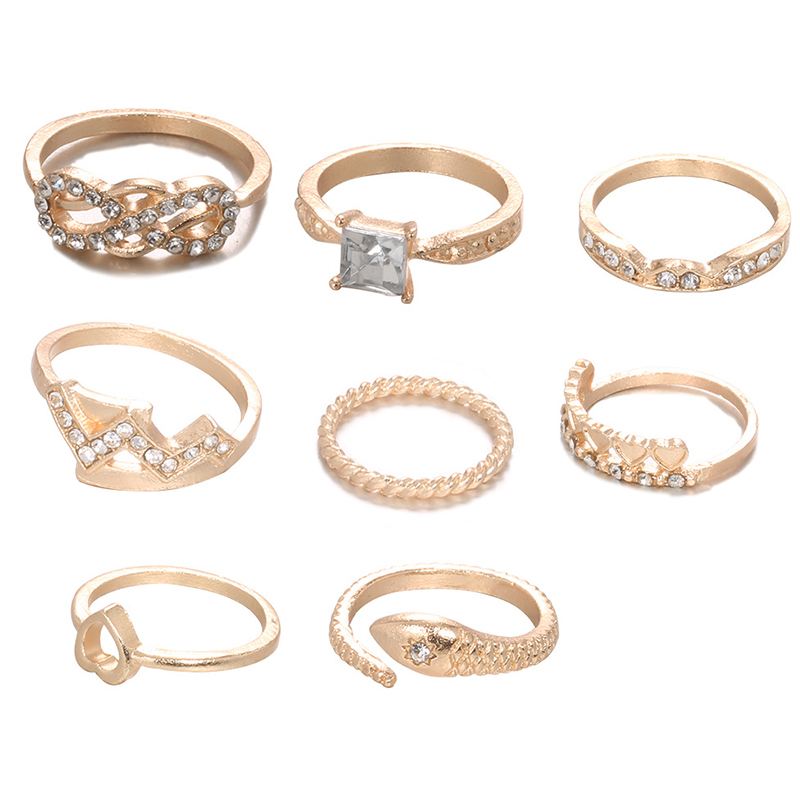 Lovely Casual 8piece Gold Ring_Ring_Jewellery_Accessories