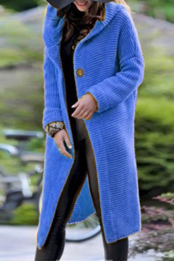 

Lovely Casual Buttons Grey Coat, Blue