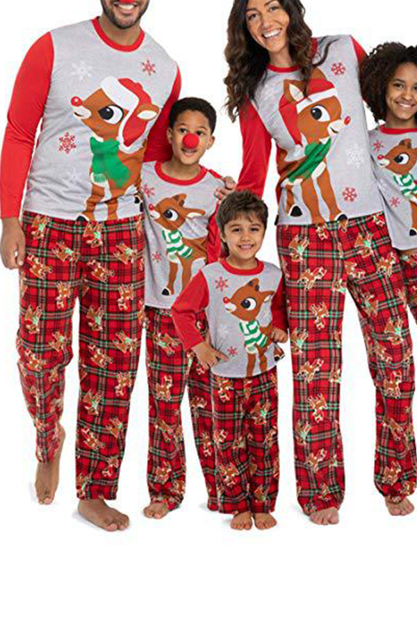 

Lovely Family Printed Red Mother Two-piece Pants Set