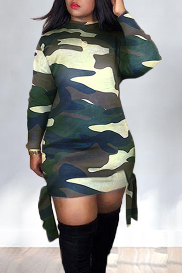 

Lovely Casual Camouflage Printed Mini Dress, Camo