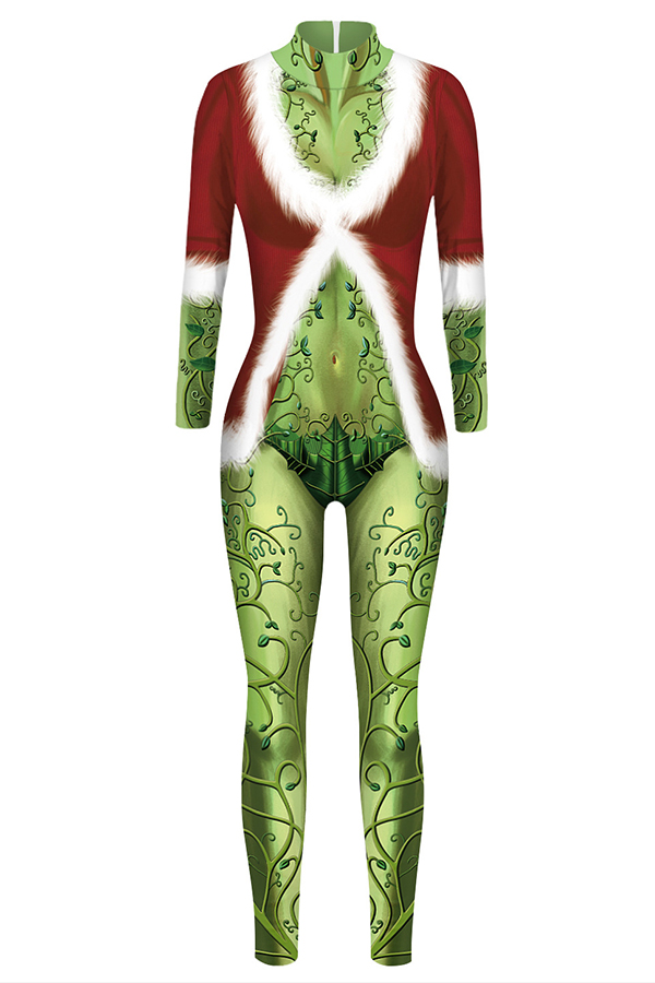 

Lovely Cosplay Printed Red One-piece Jumpsuit