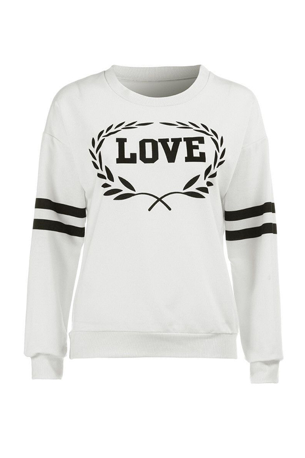 

Lovely Trendy Printed White Sweatshirt Hoodie