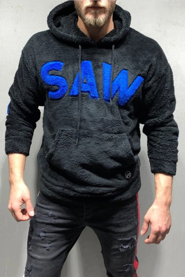 

Lovely Casual Letter Printed Black Hoodie