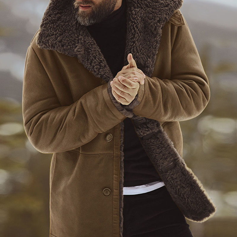 

Lovely Casual Turndown Collar Brown Suede