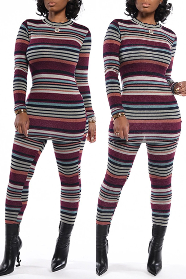 

Lovely Casual Striped Multicolor Two-piece Pants Set, Multi