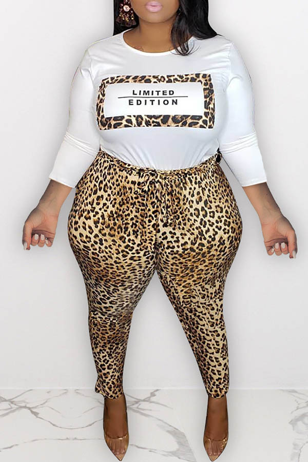 

Lovely Casual Leopard Printed Plus Size Two-piece Pants Set