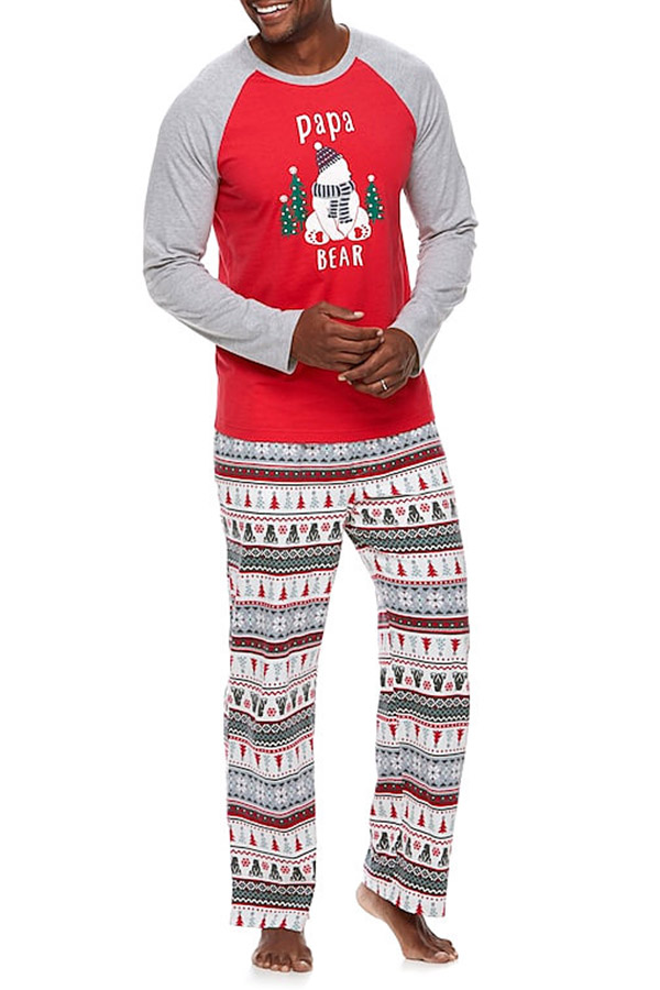 

Lovely Family Santa Claus Printed White Father Two-piece Pants Set