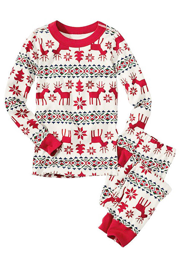

Lovely Family Printed White Boys Two-piece Pants Set