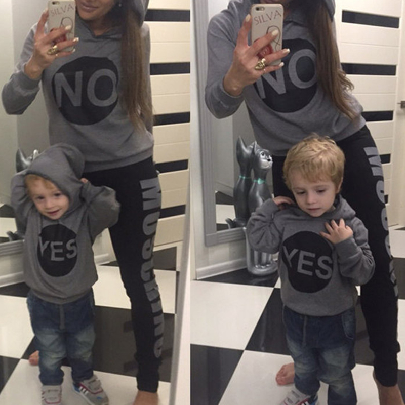 

Lovely Family Hooded Collar Letter Grey Boys Hoodie