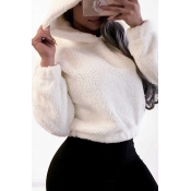 Lovely Leisure O Neck White Hoodie