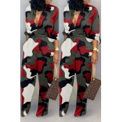 Lovely Casual Camouflage Printed Red One-piece Jum