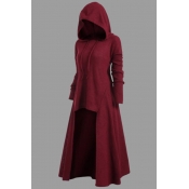 Lovely Casual Asymmetrical Wine Red Plus Size Hood