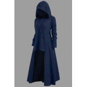 Lovely Casual Asymmetrical Dark Blue Plus Size Hoo